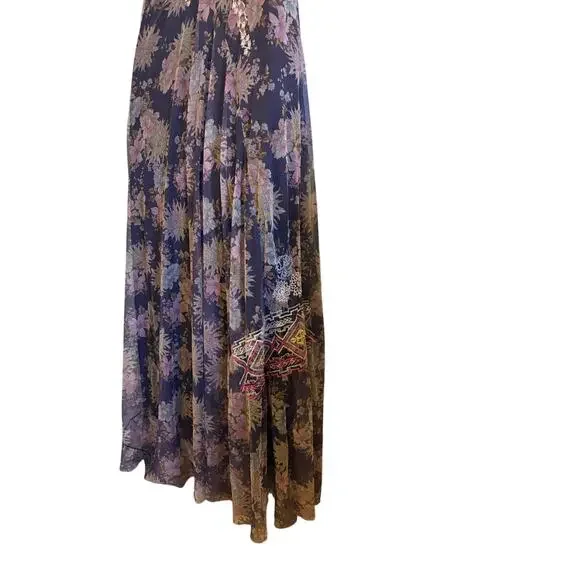 Johnny Was Biya Dress Black Floral Embroidered Mesh Maxi. Size Large - Picture 7 of 10